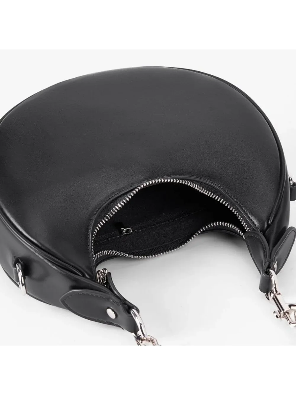 Soft Leather Crescent Bag - Small Shoulder Bag & 3-in-1 Clutch Purse Tote